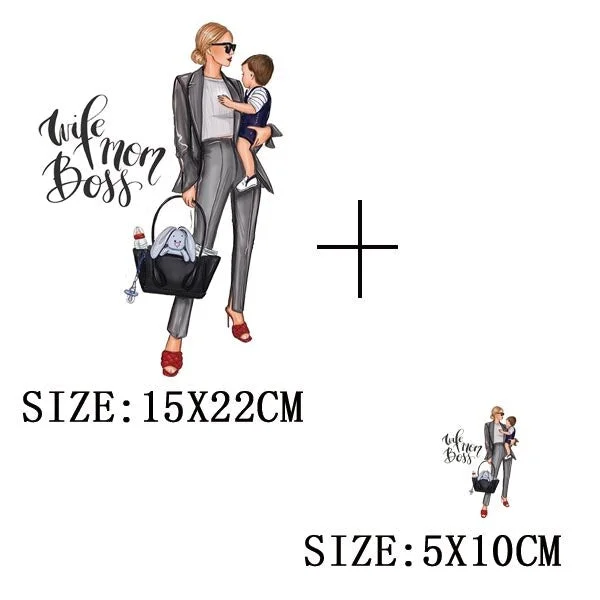 Mom&Children Thermal Stickers On T-shirt DIY Washable Patch On Clothes Lovely Design Iron On Transfer For Hoodies Hat Decoration