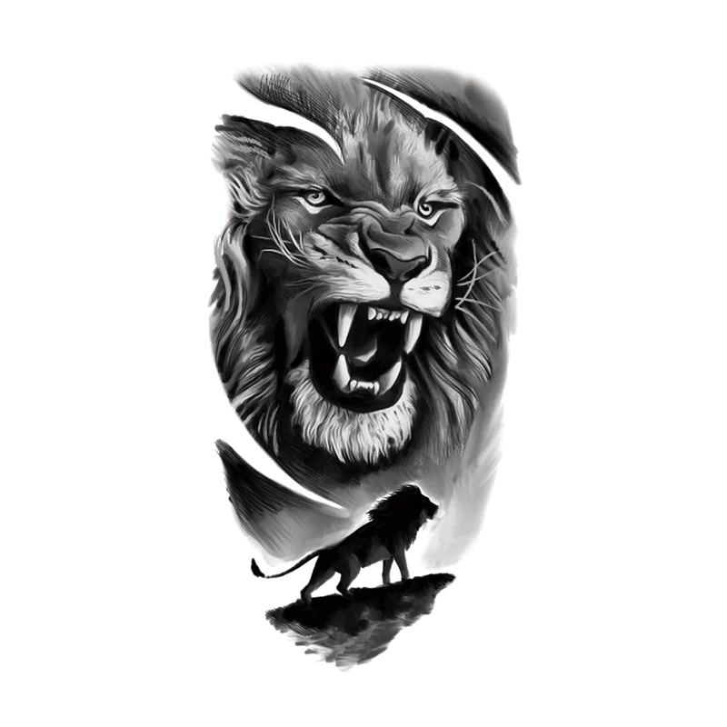 Sdrawing Styles Angel/devil/tiger/lion/wolf Waterproof Temporary Tattoos Men Flash Tatoo Stickers Tattoo Body Art Henna Fake Tattoos