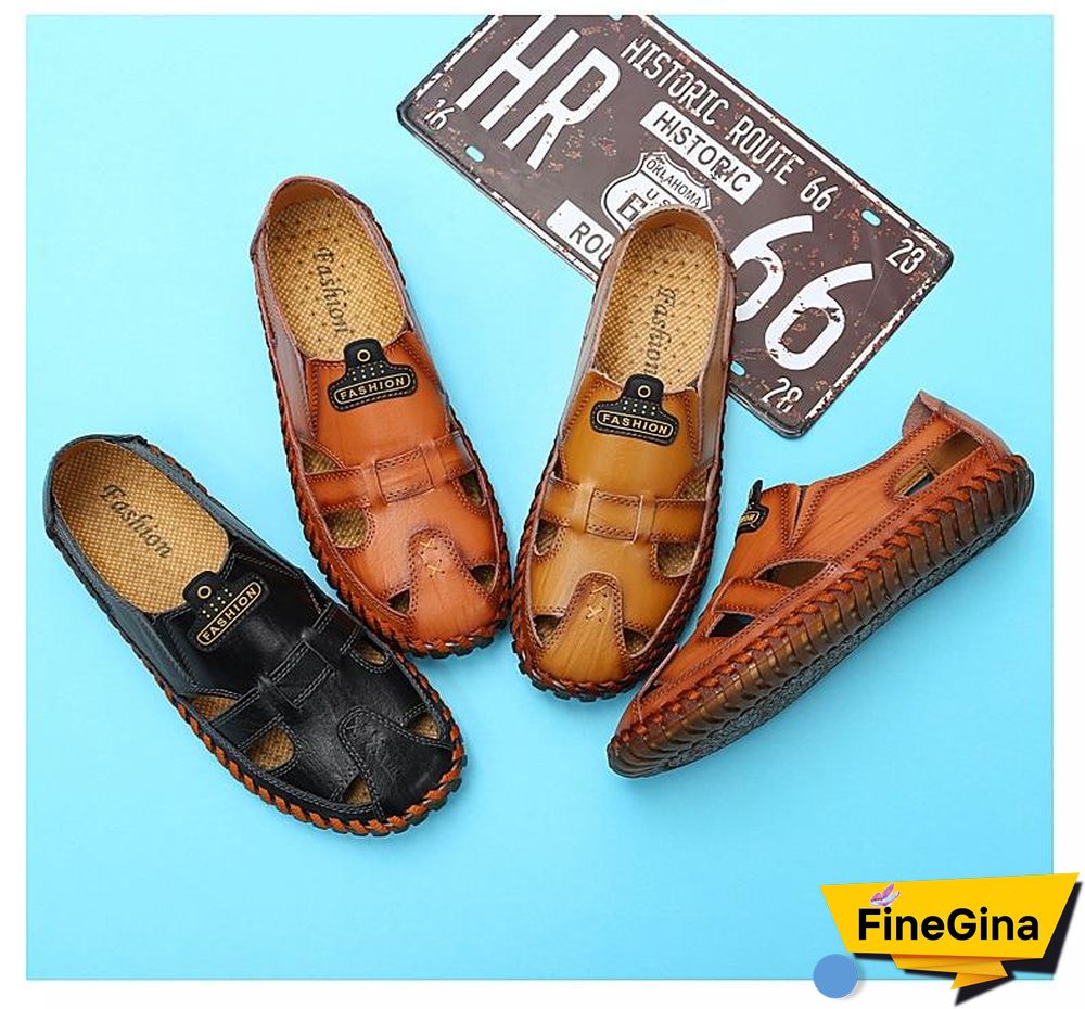 Leather Men Sandals Outdoor Flip Flop Casual Shoes Men Shoes