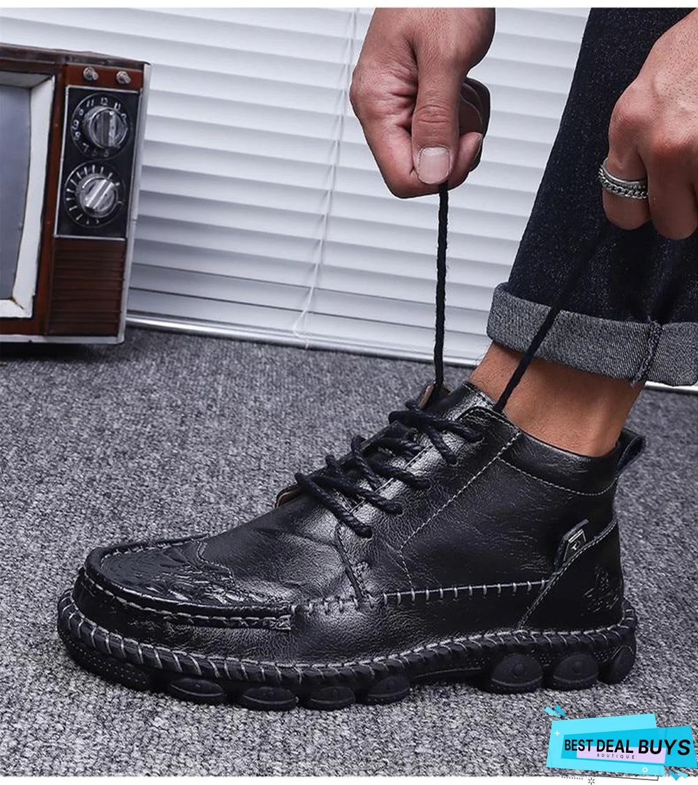 Cow Split Leather Men Boots Comfortable Boots Men Footwear Rubber Ankle Boots Men's Shoes