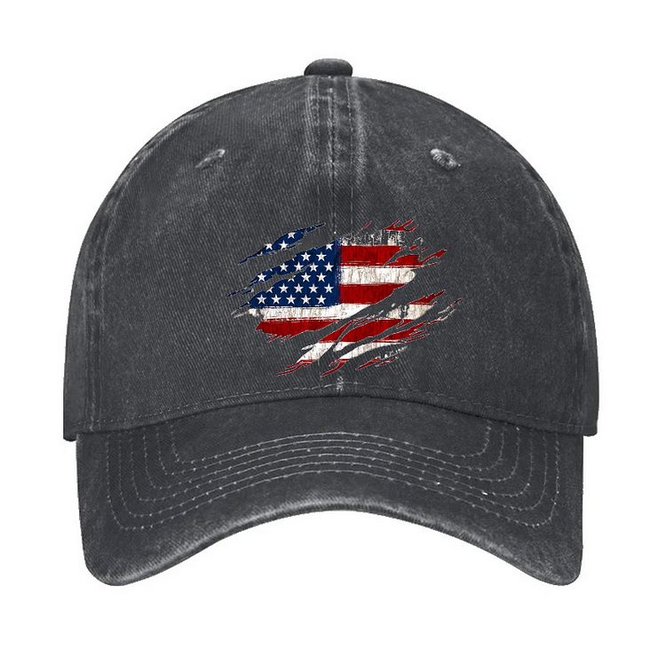 Distressed American Flag Print Hat