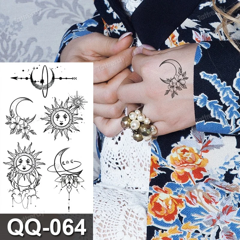 Waterproof Temporary Tattoo Sticker Tiger Lion King Compass Pattern Fake Tatto Flash Tatoo Small Body Art for Kids Women Men