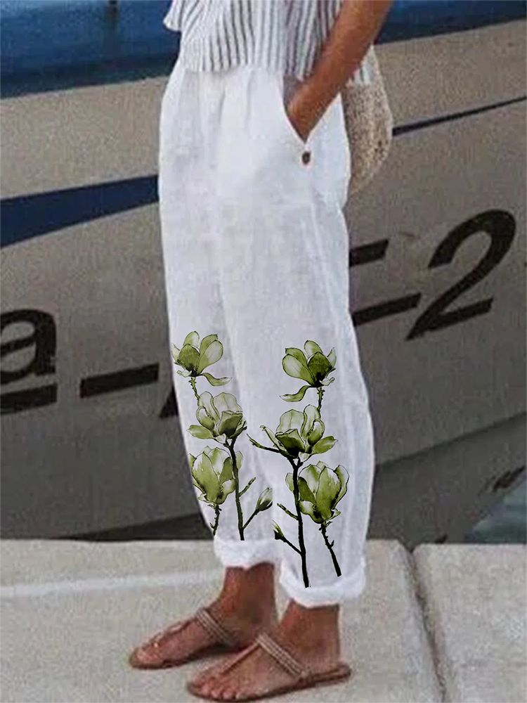 2022 Spring Summer Women Casual Bottoms Female Loose Streetwear Long Pocket Pants Fashion Print Slim Mid Waist Pencil Pants New