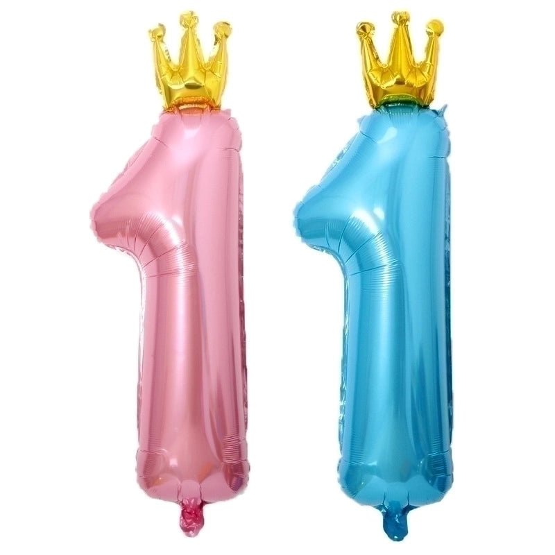 Birthday Number Crown Aluminum Film Party Balloons