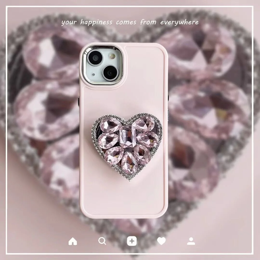 iPhone case with holder and rhinestone strap