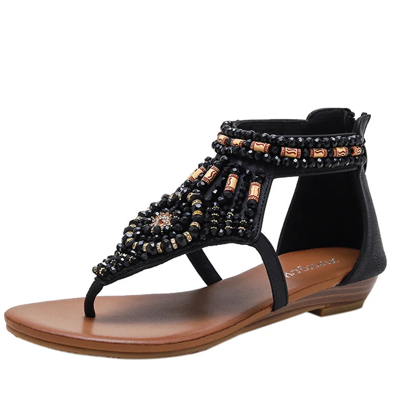 Wedge Rhinestone Roman Sandals