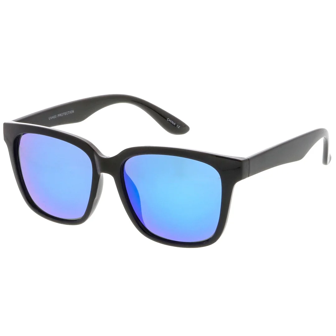 Large Horn Rimmed glasses With Wide Arms Mirrored Square Lens 57mm