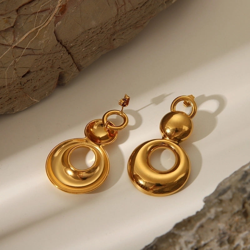 1 Pair Hip-Hop Exaggerated French Style Gourd 304 Stainless Steel 18K Gold Plated Drop Earrings