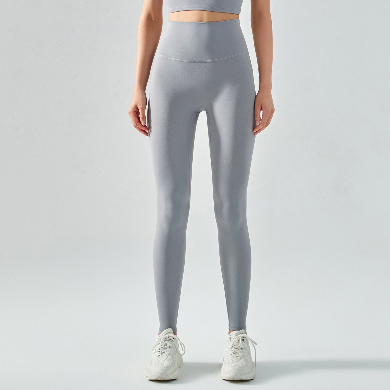 Buy Hergymclothing Rhino Gray no camel toe slim fit wide waist bubble peach super stretch tummy control non see through nylon gym yoga pants at an affordable price