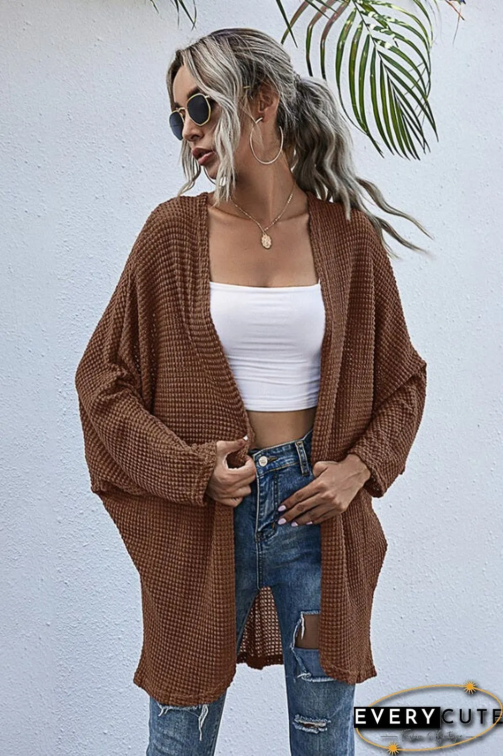 Fashion Casual Solid Color Knitting Cardigan