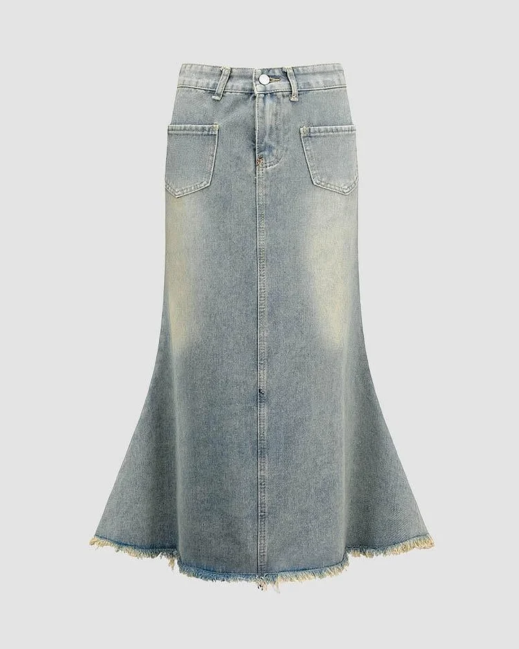 Sageborn Maxi Denim Skirt