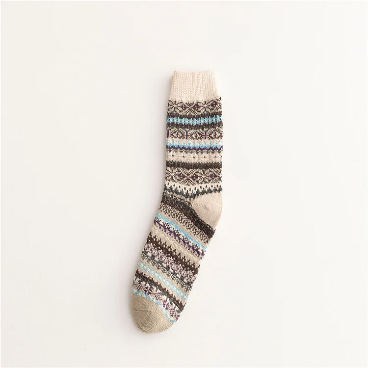 VChics Soft Warm Retro Tribal Color Block Socks