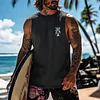 Men's Retro Casual Summer Surf Print Tank Top by Inlyline