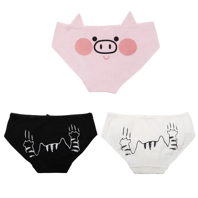 Billionm 1- 3Pcs Pink Pig Print Panties Underwear Cute Cartoon Briefs Cotton Panties Set Sexy Underpants Girls Thongs Knickers Hipsters