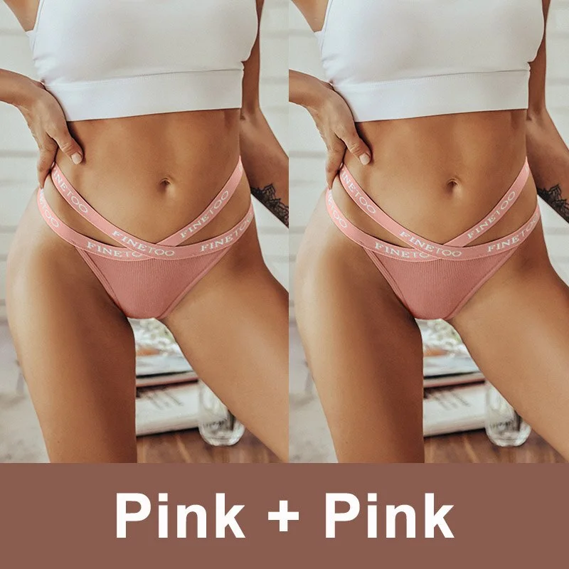 2PCS/Set Cotton Panties Women's Lingerie Sexy Underwear G-string Briefs Female Underpants Pantys Girls Tangas Thong Panties