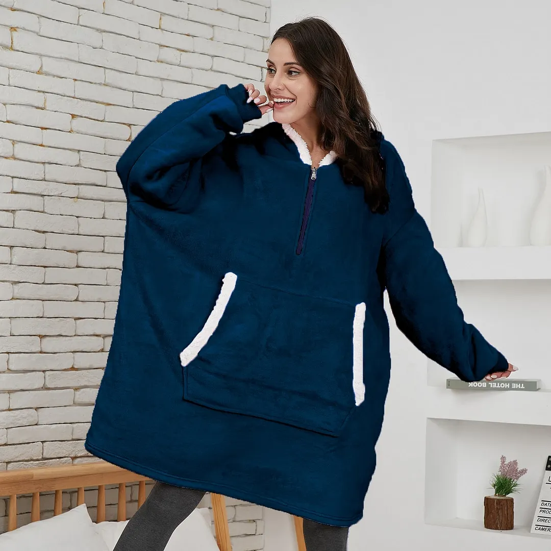 Oversized Hoodie Blanket with Sleeves Men Women Sweatshirt Winter Fleece Streetwear Sherpa Giant Hoodies sudaderas con capucha