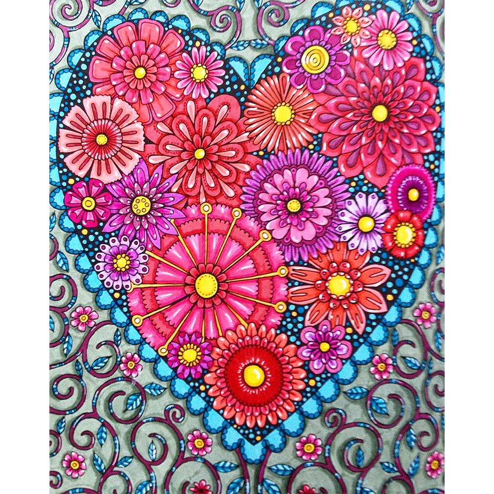 

Flower Heart - Crystal Round Drill Diamond Painting - 30*40CM, 501 Original