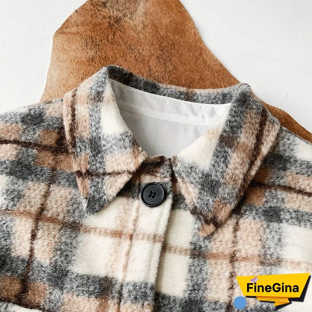 Dyed Pocket Overshirt Check Wool Blend Shirt Jacket