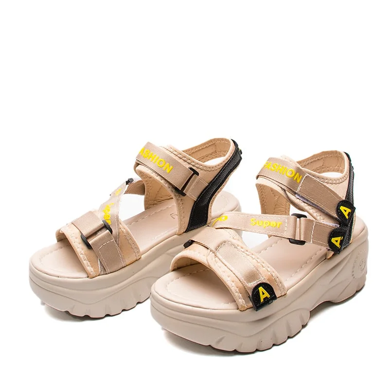 fujin 2021 platform sandals women summer shoes buckle Slides casual sandals women's sports shoes summer  sandalia mujer 2021
