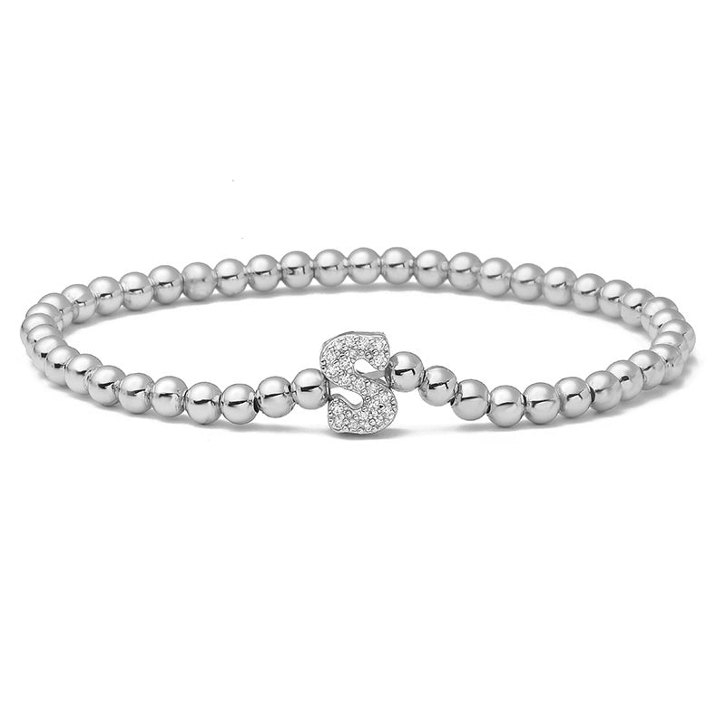 Vintage Style Minimalist Classic Style Letter Copper Zircon 18K Gold Plated Inlay Bracelets