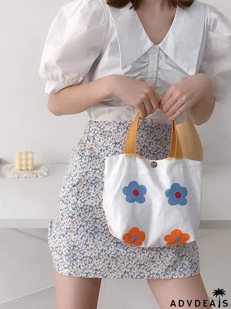 Floral Graphic Satchel Bag