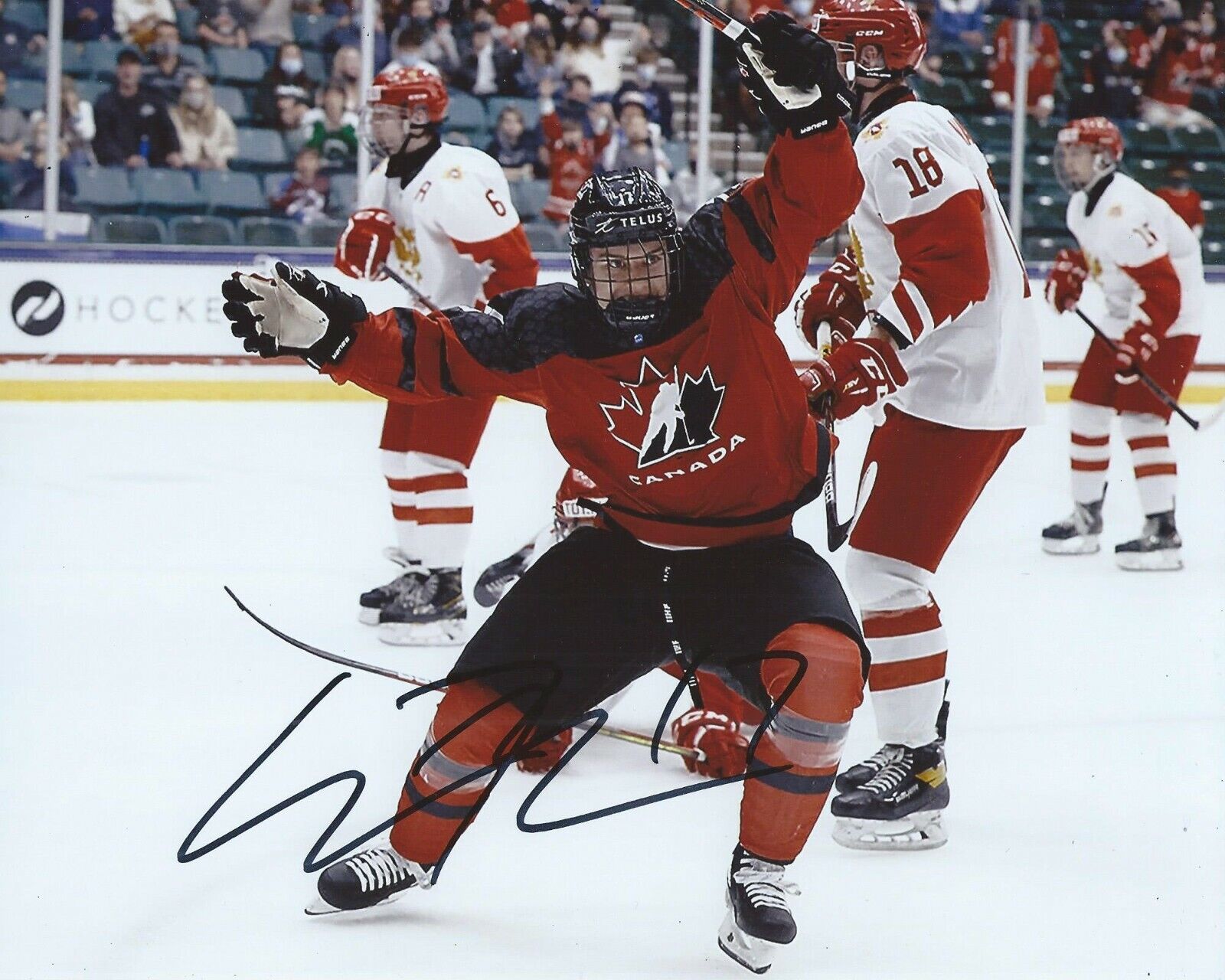 Connor Bedard Signed 8x10 Photo Poster painting Team Canada U18 Gold 2023 #1Pick Autograph COA B