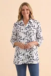 Wholesale Women's Tunic, Printed Linen Blouse, SS2027 Boutique Fashion, Mature Women's Office Shirt, Leaf Print Apparel Supplier