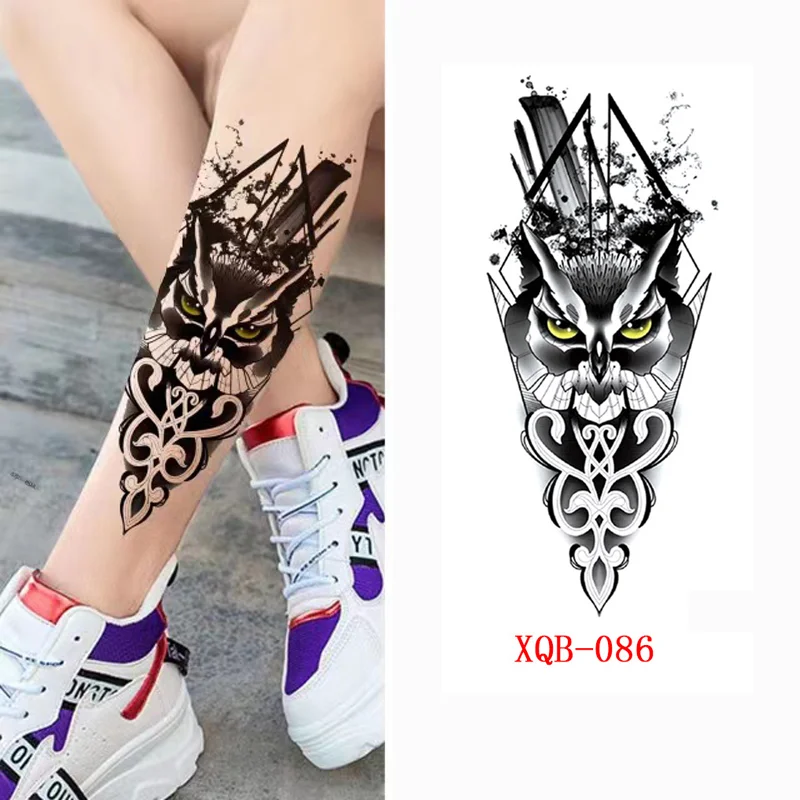 Sdrawing Forest Tattoo Sticker for Men Women Tiger Wolf Death Skull Temporary Tattoo Fake Henna Skeleton King Animal Tatoo Pattern