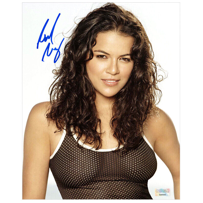 Michelle Rodriguez Autographed Smile 8x10 Portrait Photo Poster painting