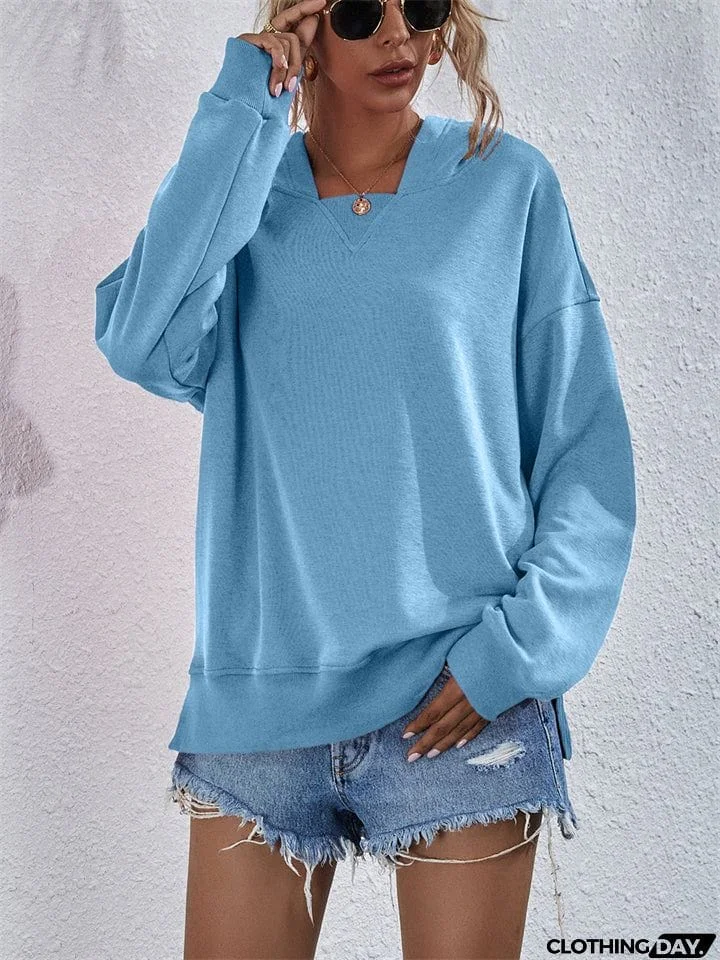 Chic Loose-fitting Comfy Fleece Square Collar Hoodies