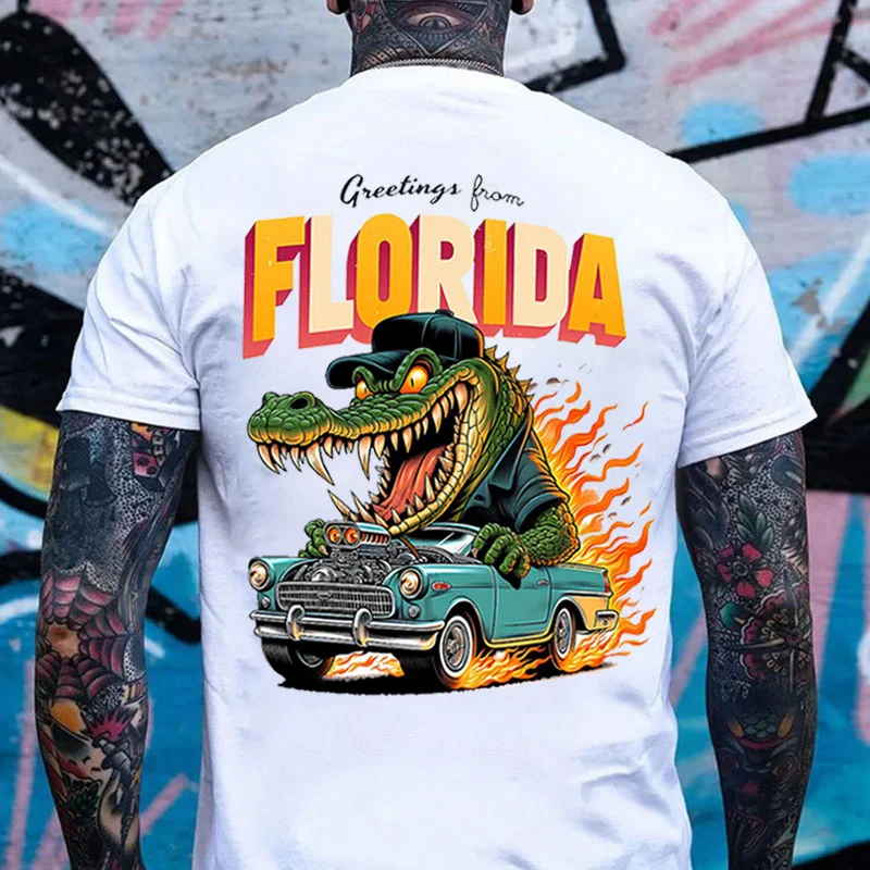 FLORIDA Crocodile Classic Car Print Men's T-shirt