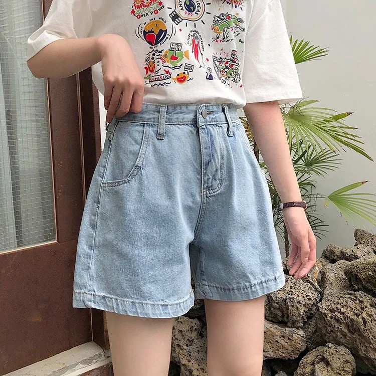 High-Waist Denim Shorts SK043