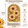 DIY Diamond Art LED Night Light &ndash; Light-Up Table Decor, Double-Sided Printed DIY Crystal Pearl Painting Decoration for Holiday & Gifts(Flower)