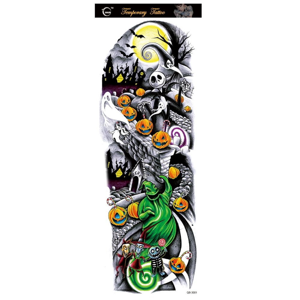 Sdrawing Temporary Tattoo Stickers Dragon Flower Full Arm Large Skull Old School Tatoo Stickers Flash Fake Tatto for Men Women