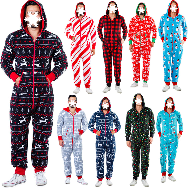 Christmas Homewear Fawn Snowman Jumpsuit Pajamas - Livereid