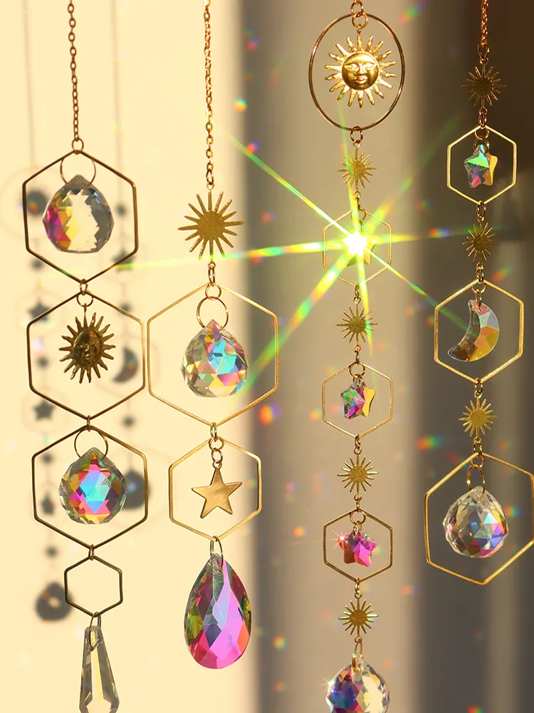 Crystal Wind Chime Ball Star Pendant Hanging Garden Home Xmas Party Decor