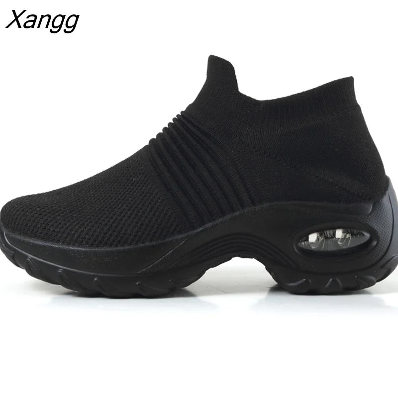 Punklens Women Shoes Sneakers Running Shoes New Mesh Breathable Mix Colors Platform Slip-On Female Sports Shoes Female Platform Shoes