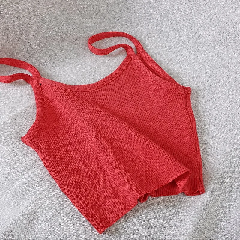 Women Tops Knitting Camisoles Female Solid Camis Street Camisole Ladies Camis With Straps Spaghetti Crop Tops Women