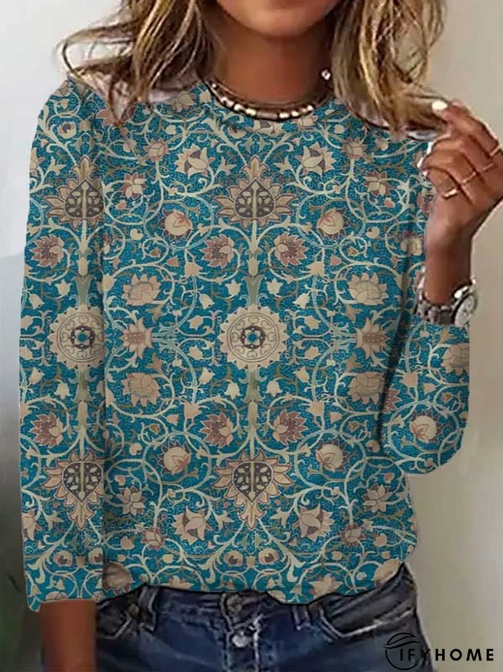 Casual Long sleeve Ethnic T-Shirt | IFYHOME