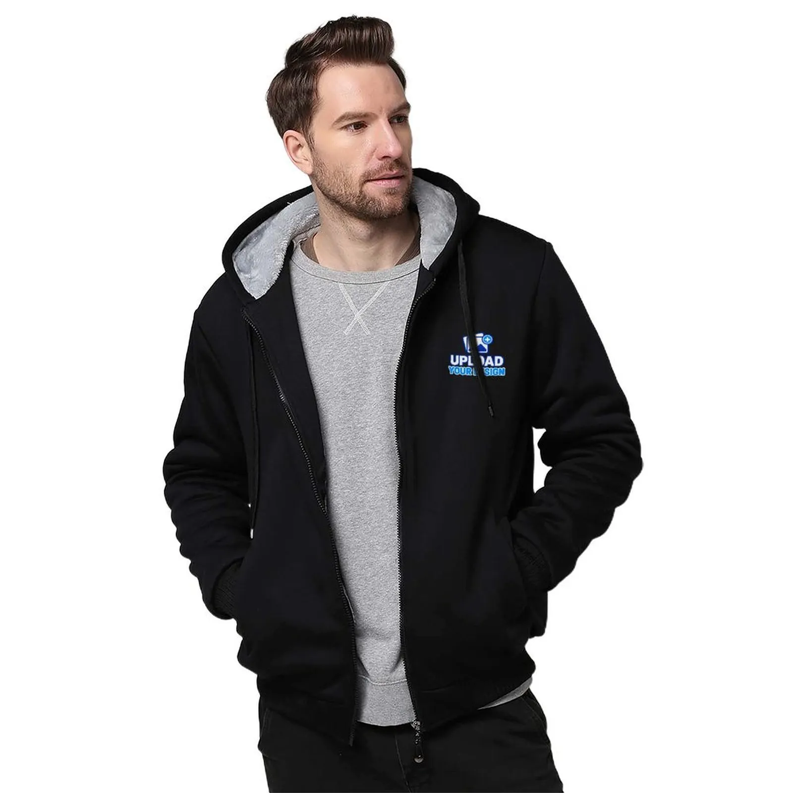 Men's Hoodie Thick customized with your own uploaded design