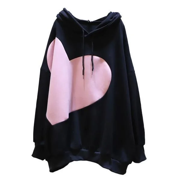Women Loose Pullover Top Winter The New Love Pattern Casual Fashion All-match