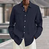 Men's Lapel Loose Button Cotton and Linen Striped Shirt