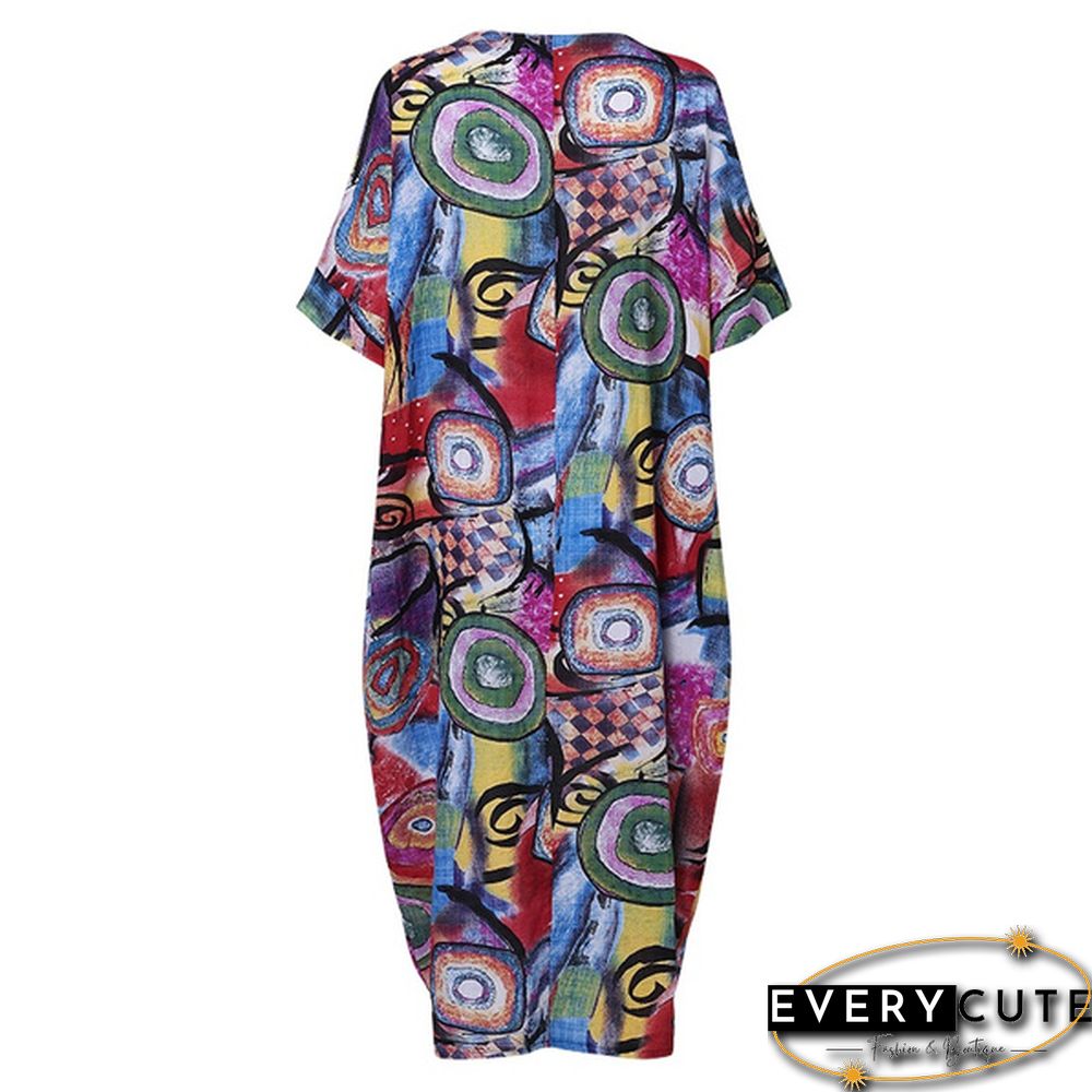 Women Batwing Sleeve Loose Beach Dress Kaftan Oversized Maxi Dresses