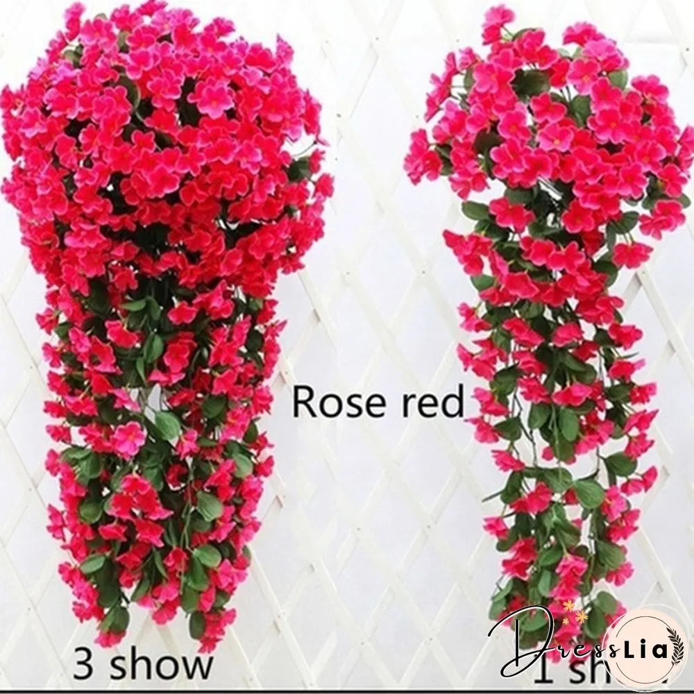 Colors 1Pcs Home Simulation Hanging Wall Artificial Fake Silk Violet orchid Flower Rattan