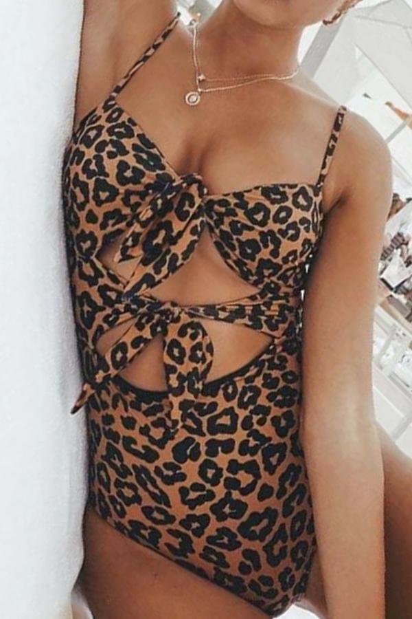 Women Women One-piece Leopard Swimsuit Feminine-Allyzone-Allyzone