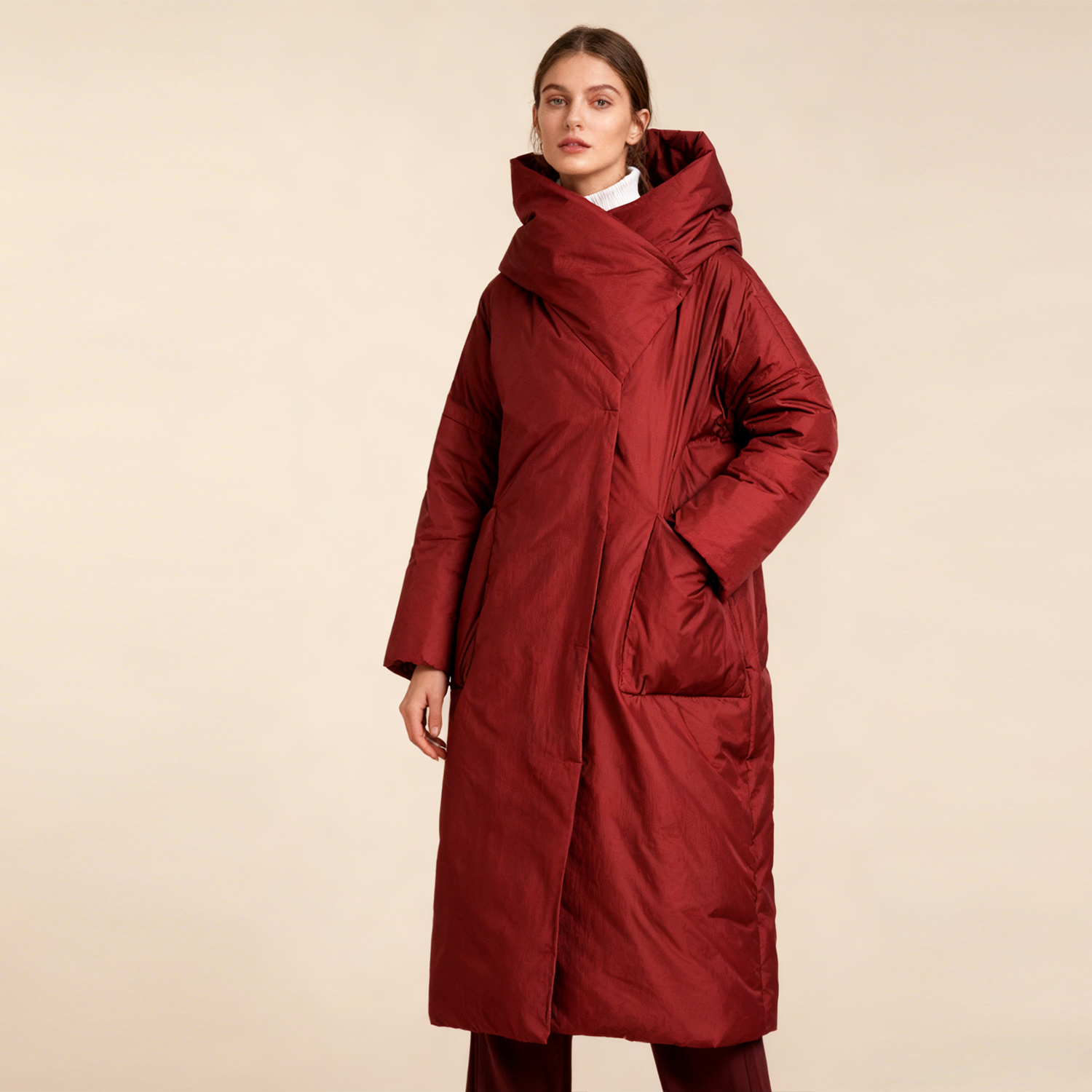 Women's Long Hooded Loose Down Jacket REAL SILK LIFE