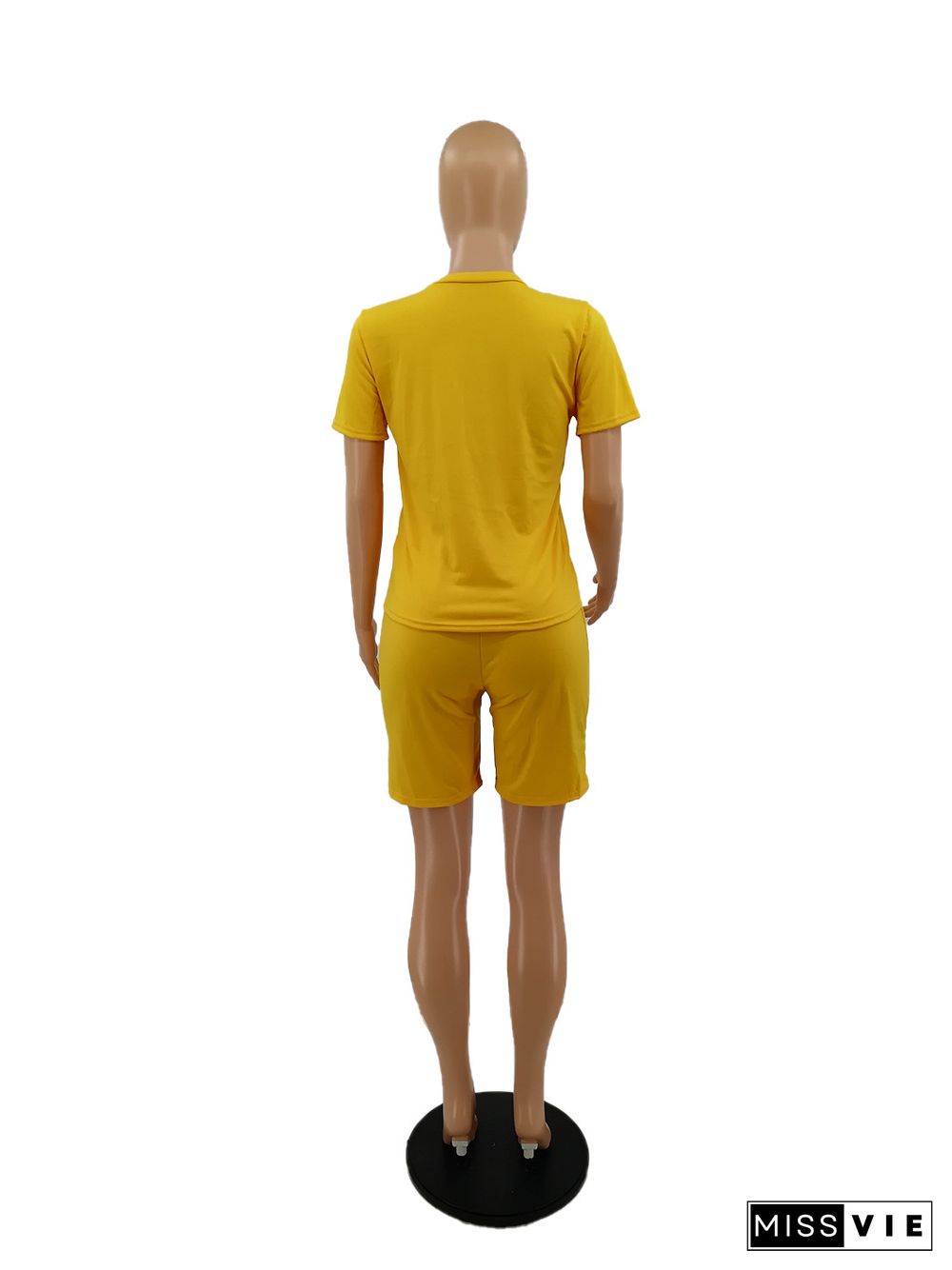 Casual Short Sleeve T Shirt Biker Shorts Tracksuit