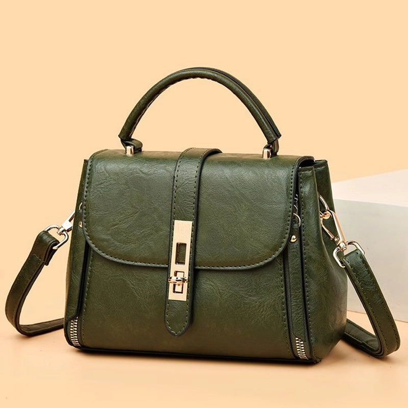 Women’s Medium All Seasons Pu Leather Solid Color Classic Style Square Flip Cover Handbag