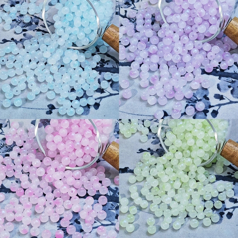 50 PCS/Package Glass/Colored Glaze Round Beads