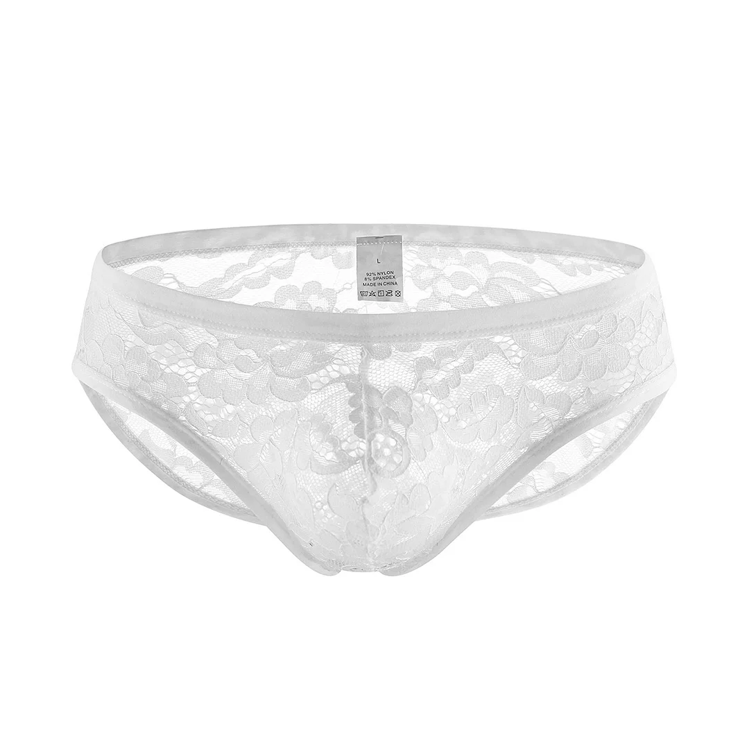Sexy Mens Lace Underwear Low Rise Ultra Thin Transparent Briefs